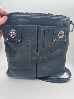 Marc by Marc Jacobs Black Leather Crossbody with Front Pocket Detail